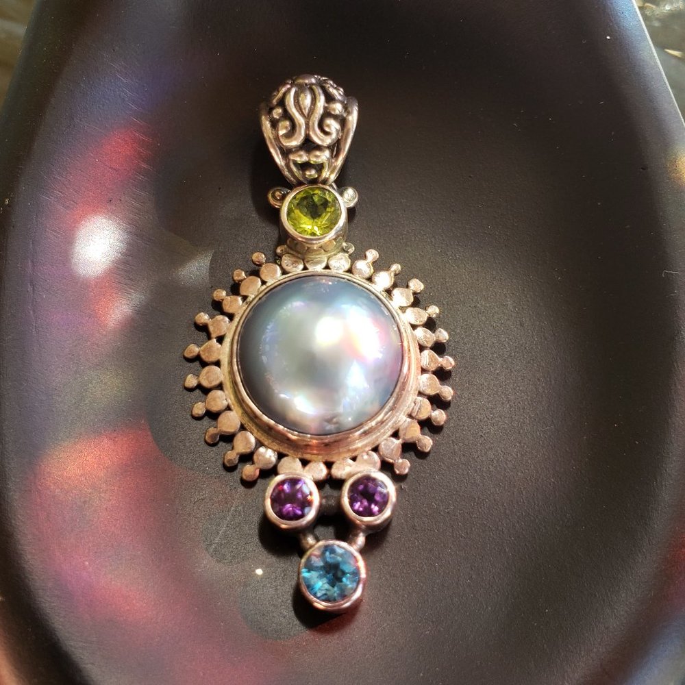 Artisan Sterling Blue Mabe Pearl Pendant